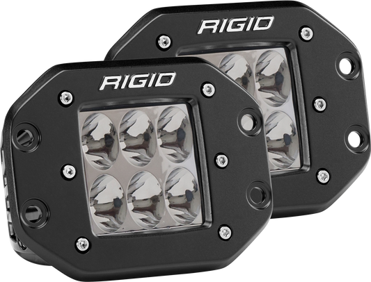 RIGID D-Series PRO LED Light, Driving Optic, Flush Mount, Black Housing, Pair - 512313