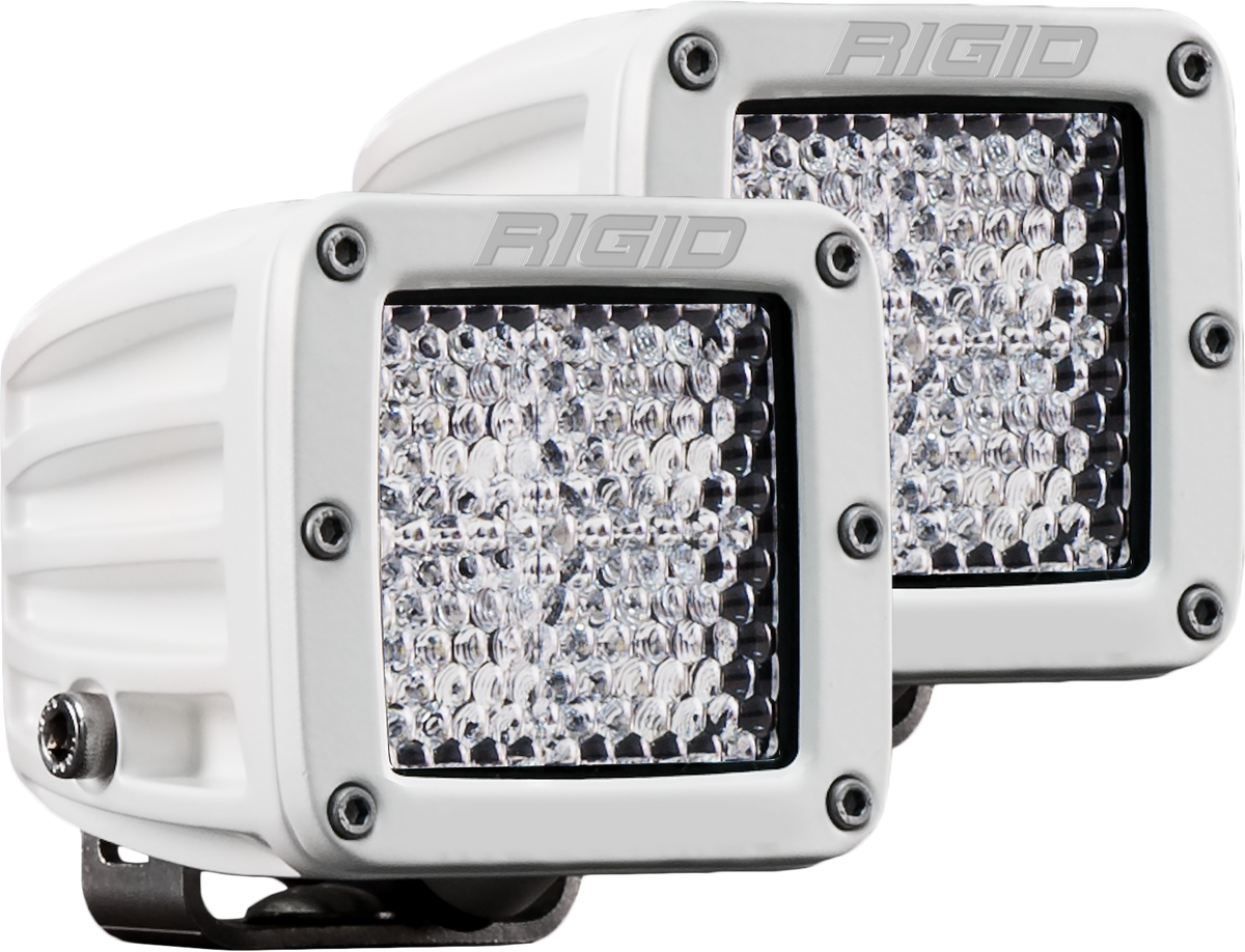 RIGID D-Series PRO Light, Flood Diffused, Surface Mount, White Housing, Pair - 602513