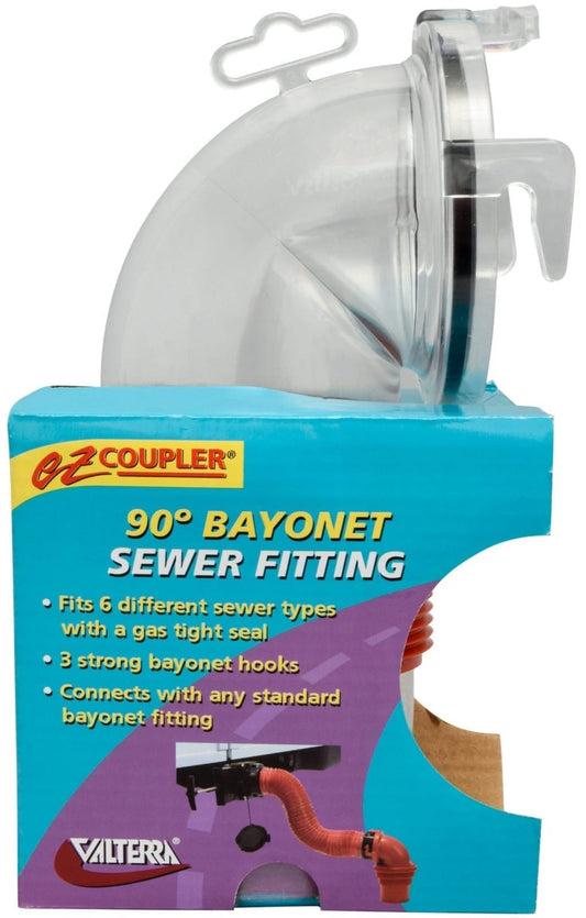 Valterra F02-3112CL EZ Coupler Clear 90° Bayonet Sewer Fitting - image 2