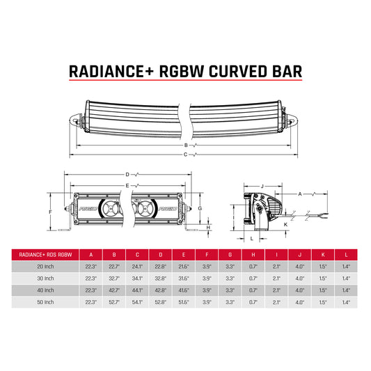 RIGID Radiance+ Curved 20 Inch RGBW Light Bar - 320053