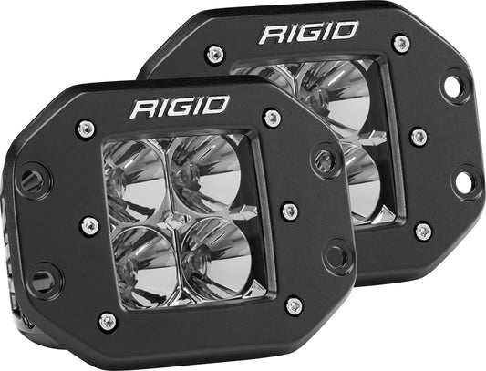 RIGID D-Series PRO LED Light, Flood Optic, Flush Mount, Pair - 212113