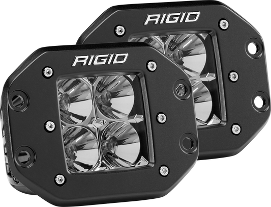 RIGID D-Series PRO LED Light, Flood Optic, Flush Mount, Pair - 212113