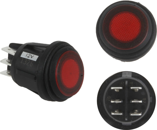 RIGID 3 Position Rocker Switch (On/Off/Backlight), Red, Single - 40181
