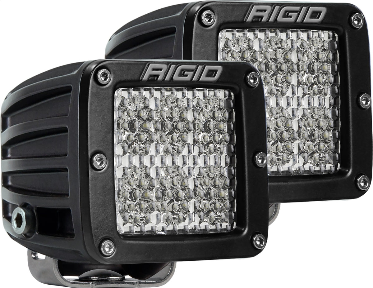 RIGID D-Series PRO LED Light, Flood Diffused, Surface Mount, Black Housing, Pair - 502513