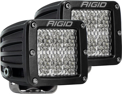 RIGID D-Series PRO LED Light, Flood Diffused, Surface Mount, Black Housing, Pair - 502513