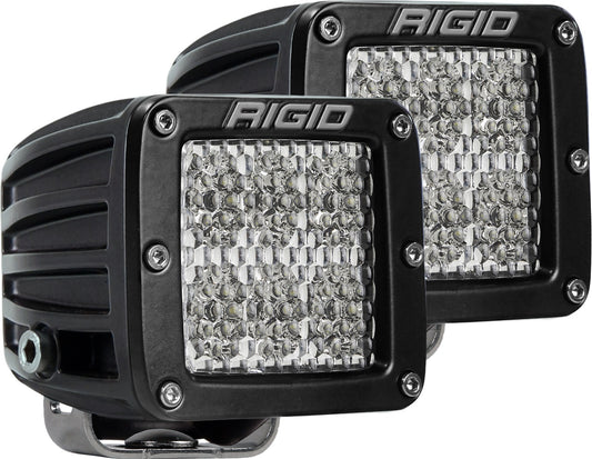 RIGID D-Series PRO LED Light, Flood Diffused, Surface Mount, Black Housing, Pair - 502513