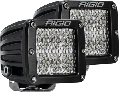 RIGID D-Series PRO LED Light, Flood Diffused, Surface Mount, Black Housing, Pair - 502513