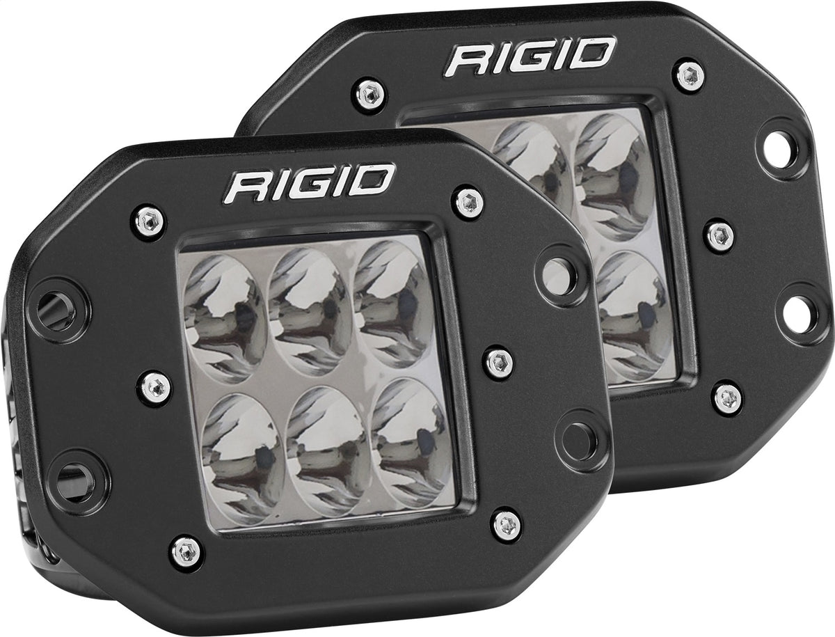 RIGID D-Series PRO LED Light, Driving Optic, Flush Mount, Black Housing, Pair - 512313