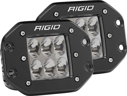 RIGID D-Series PRO LED Light, Driving Optic, Flush Mount, Black Housing, Pair - 512313