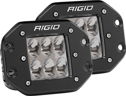 RIGID D-Series PRO LED Light, Driving Optic, Flush Mount, Black Housing, Pair - 512313