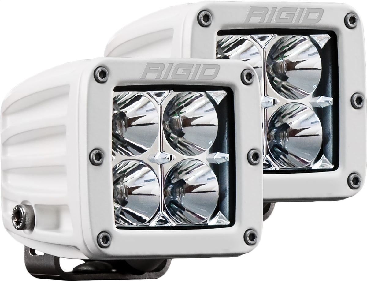 RIGID D-Series PRO LED Light, Flood Optic, Surface Mount, White Housing, Pair - 602113