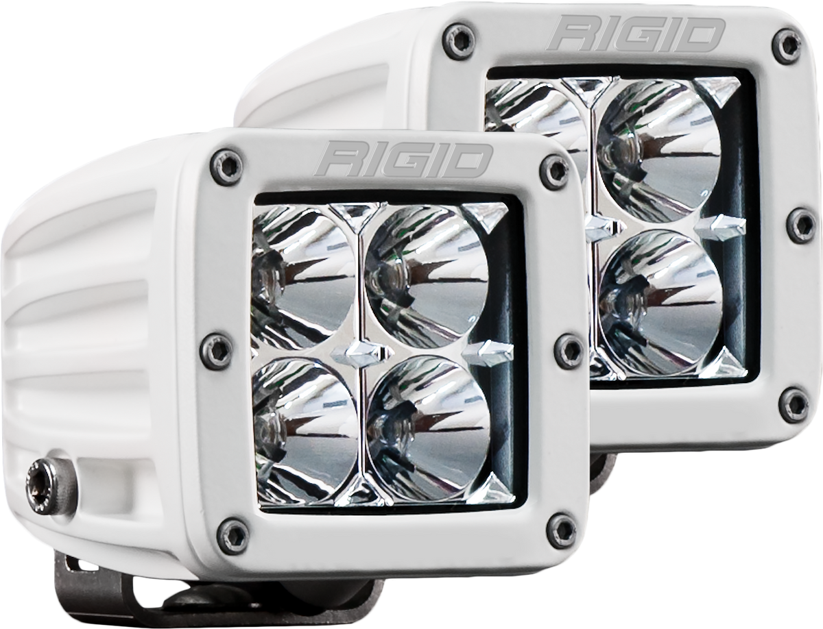 RIGID D-Series PRO LED Light, Flood Optic, Surface Mount, White Housing, Pair - 602113