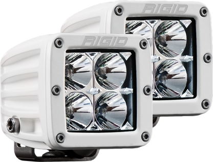 RIGID D-Series PRO LED Light, Flood Optic, Surface Mount, White Housing, Pair - 602113