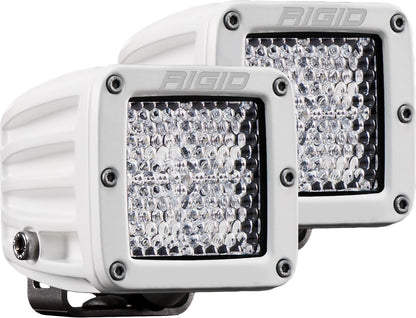 RIGID D-Series PRO Light, Flood Diffused, Surface Mount, White Housing, Pair - 602513