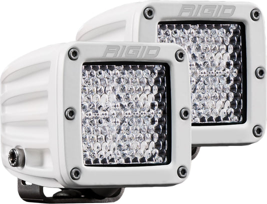 RIGID D-Series PRO Light, Flood Diffused, Surface Mount, White Housing, Pair - 602513