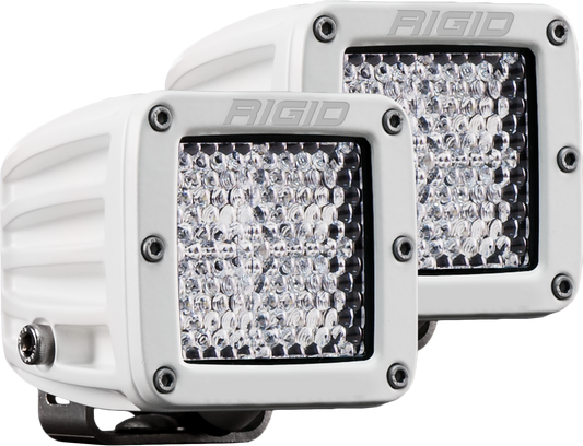 RIGID D-Series PRO Light, Flood Diffused, Surface Mount, White Housing, Pair - 602513
