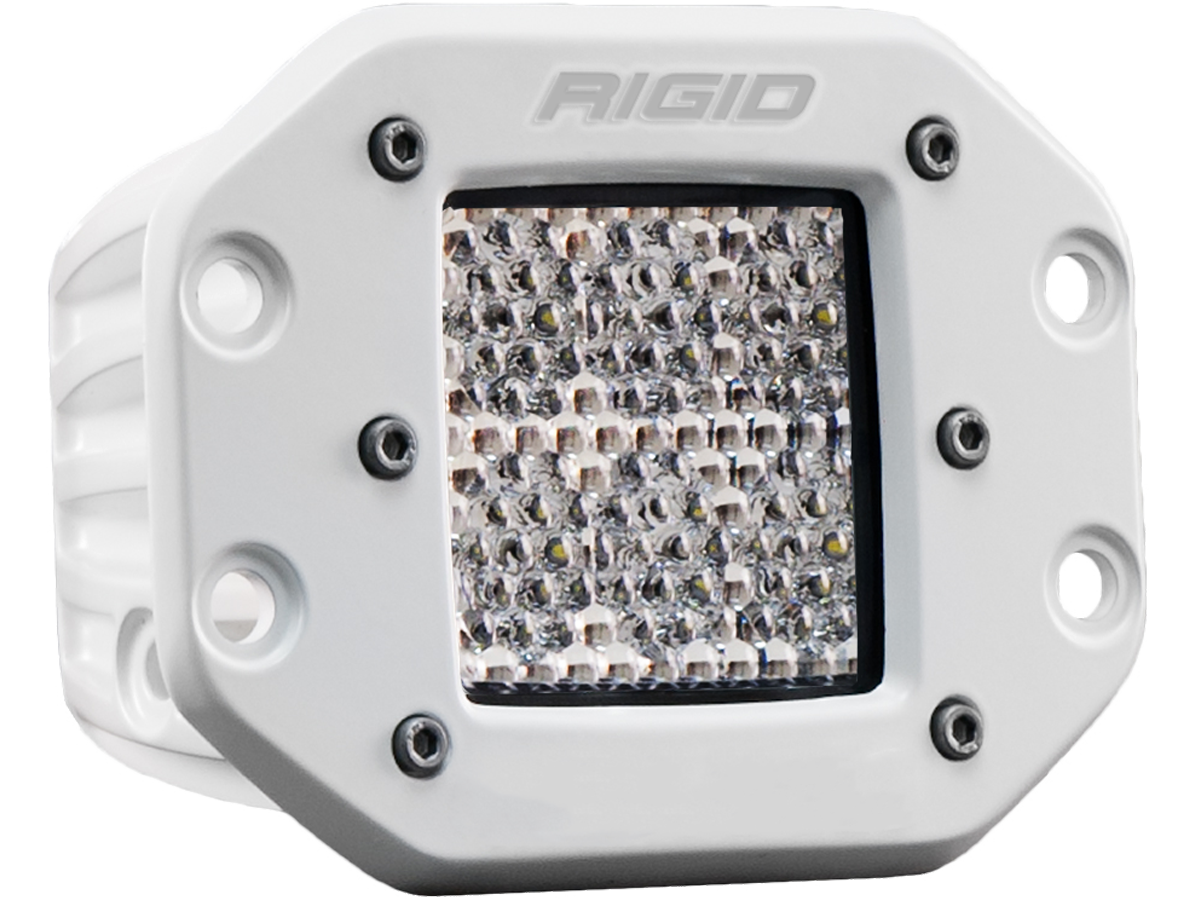 RIGID D-Series PRO Light, Flood Diffused, Flush Mount, White Housing, Single - 611513