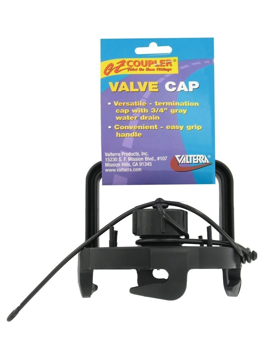 Valterra F02-3106BK EZ Coupler Waste Valve Cap with Handle - Black - image 1
