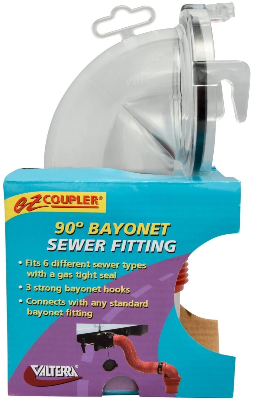 Valterra F02-3112CL EZ Coupler Clear 90° Bayonet Sewer Fitting - image 2