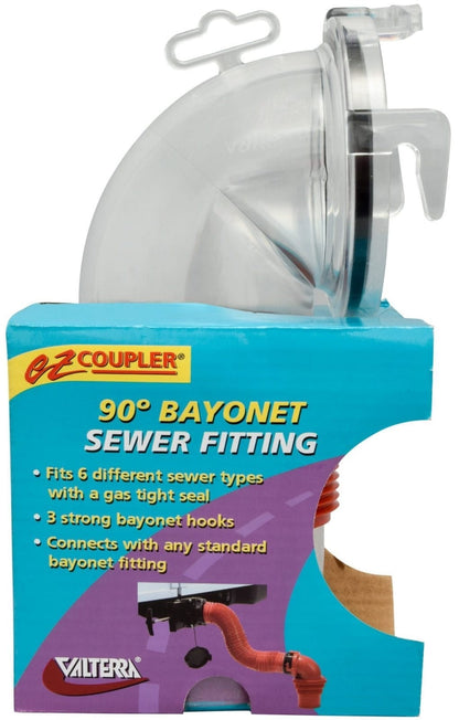 Valterra F02-3112CL EZ Coupler Clear 90° Bayonet Sewer Fitting - image 2