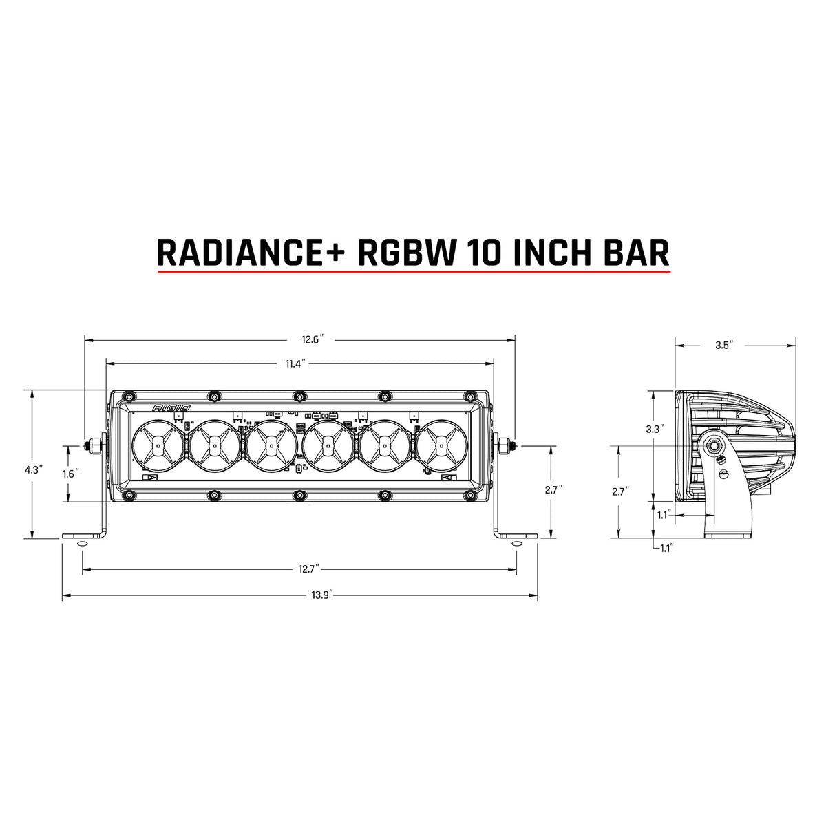 RIGID Radiance+ 10 Inch RGBW Light Bar - 210053