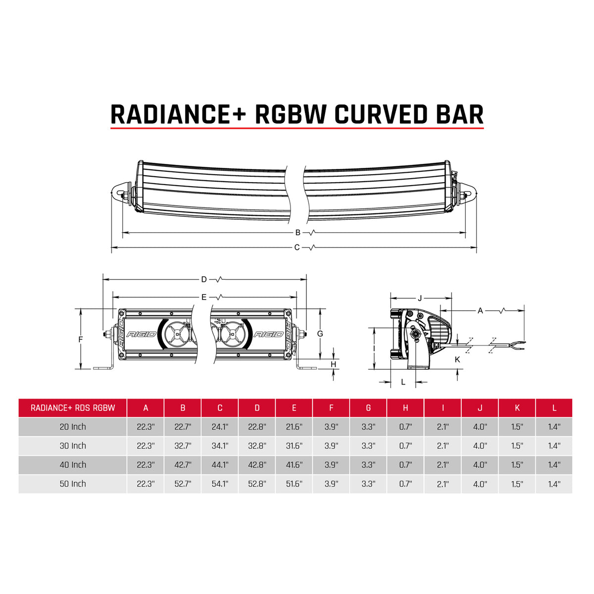 RIGID Radiance+ Curved 20 Inch RGBW Light Bar - 320053