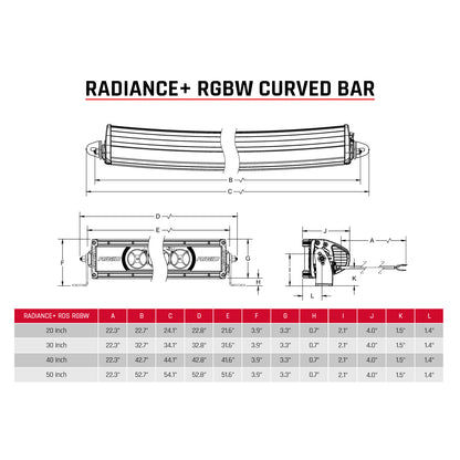 RIGID Radiance+ Curved 20 Inch RGBW Light Bar - 320053